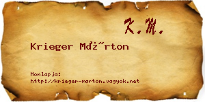 Krieger Márton névjegykártya